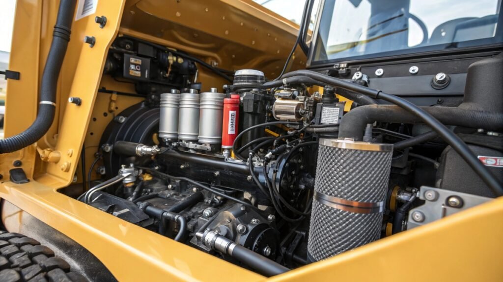 Excavator engine inspection and performance evaluation