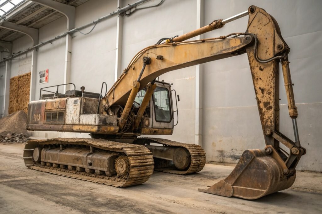 Original used excavator showing natural wear patterns